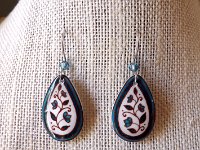 Turquoise and White Spring Vines Teardrop Earrings and Matching Necklace Pysanky Jewelry by So Jeo
